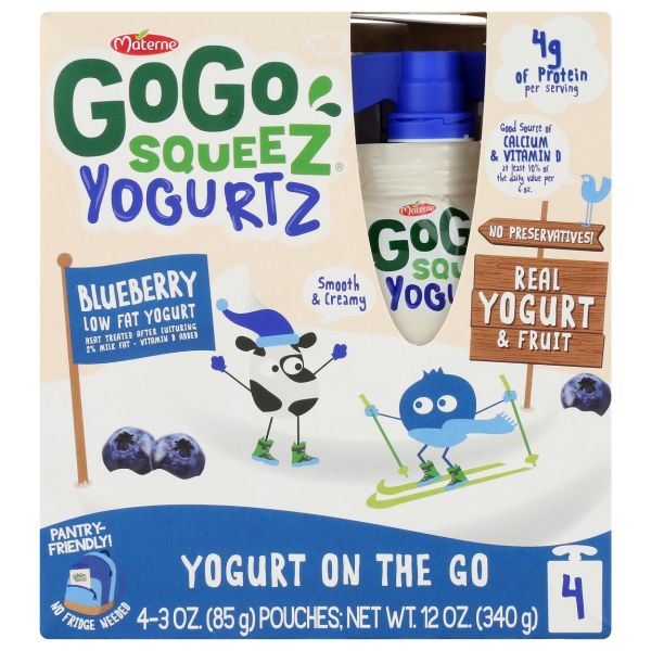 GOGO SQUEEZ: Blueberry Yogurtz 4Pk, 12 oz