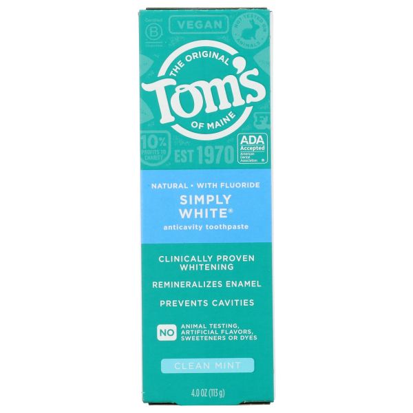 TOMS OF MAINE: Simply White Toothpaste Clean Mint, 4 oz