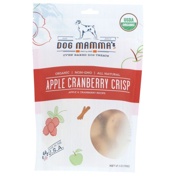 DOG MAMMAS: Organic Apple Cranberry Crisp Dog Treats, 6 oz