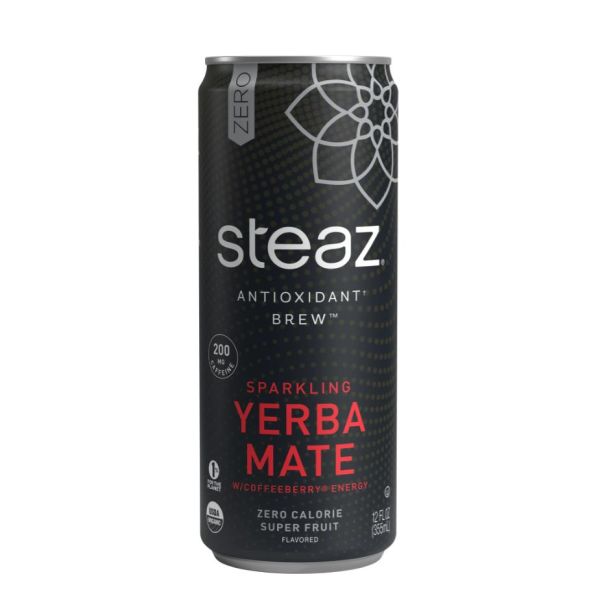 STEAZ: Zero Calorie Super Fruit Sparkling Yerba Mate, 12 fo