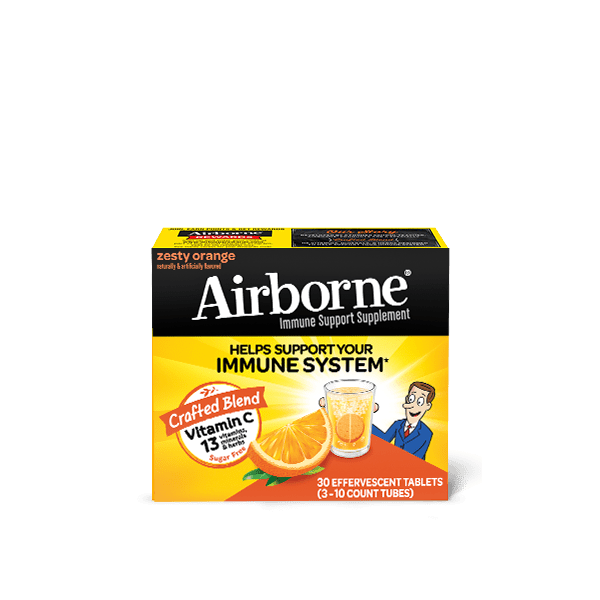 AIRBORNE: Zesty Orange Effervescent Tablets, 30 tb