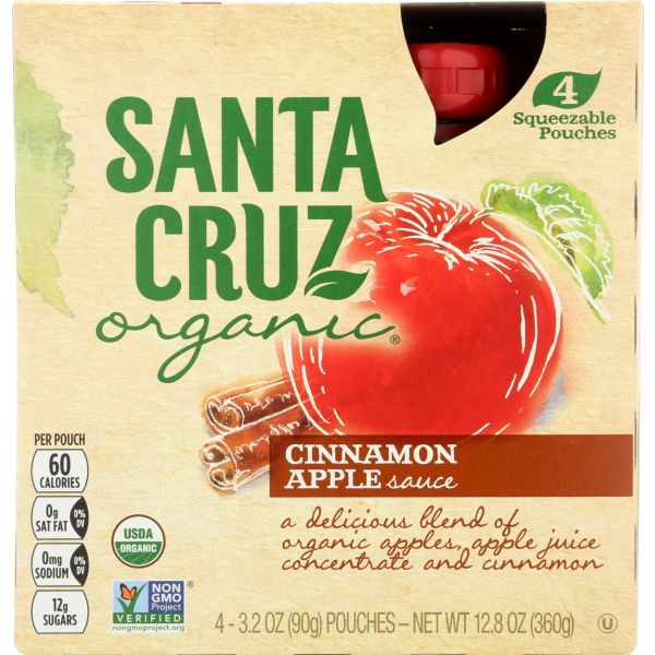 SANTA CRUZ: Cinnamon Apple Sauce Pouches, 12.8 oz