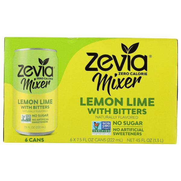ZEVIA: Zero Calorie Mixer Lemon Lime With Bitters 6Pk, 45 oz