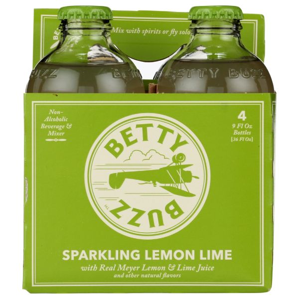 BETTY BUZZ: Sparkling Lemon Lime Bottles 4Pk, 36 fo
