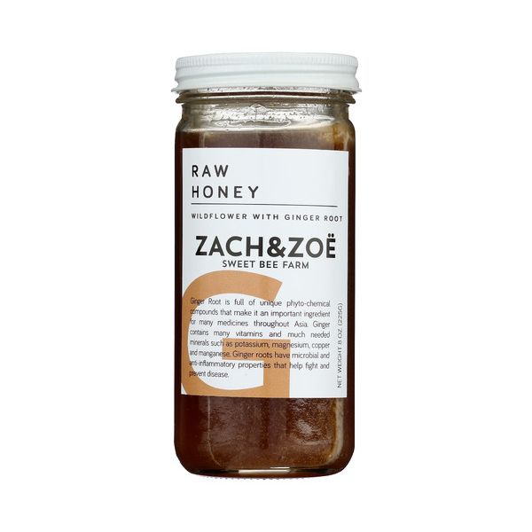 ZACH & ZOE SWEET BEE FARM: Wildflower Honey With Ginger Root, 8 oz
